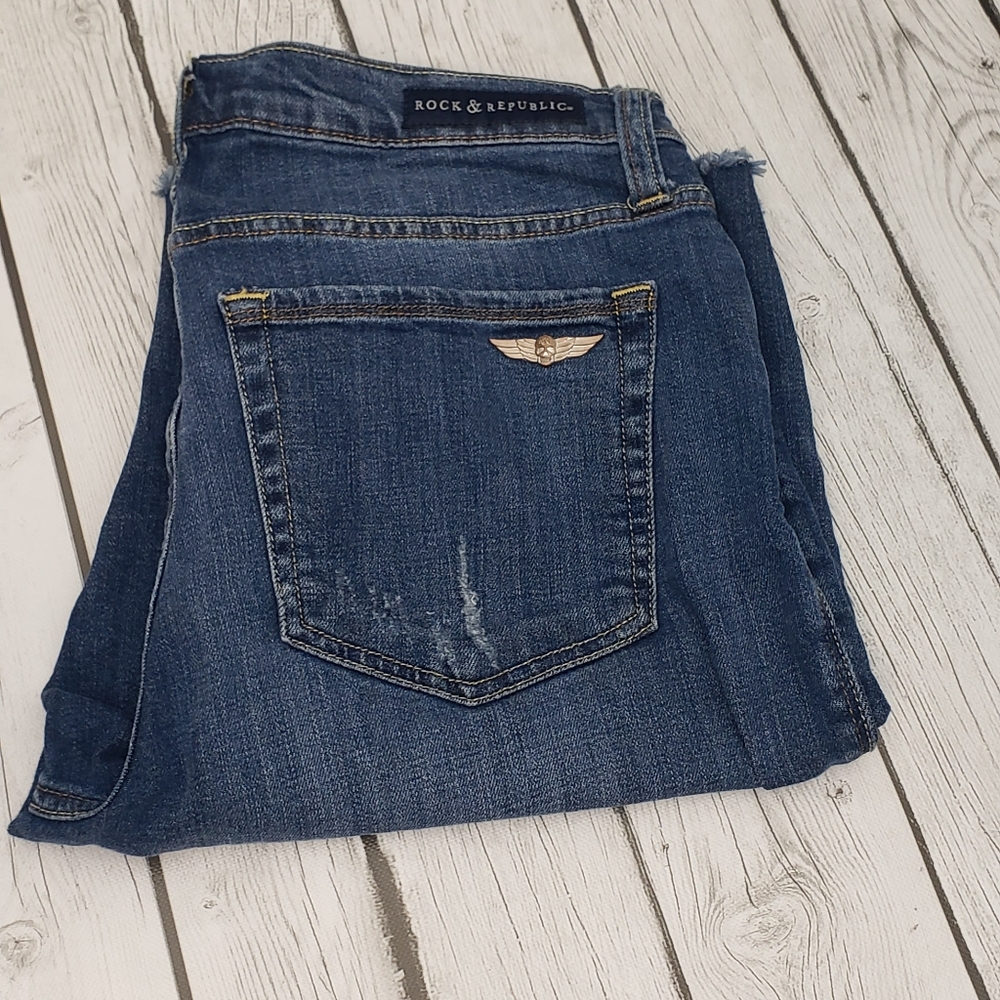 Rock & Republic Kristy Denim Jean Shorts Mid Rise, Size 12
